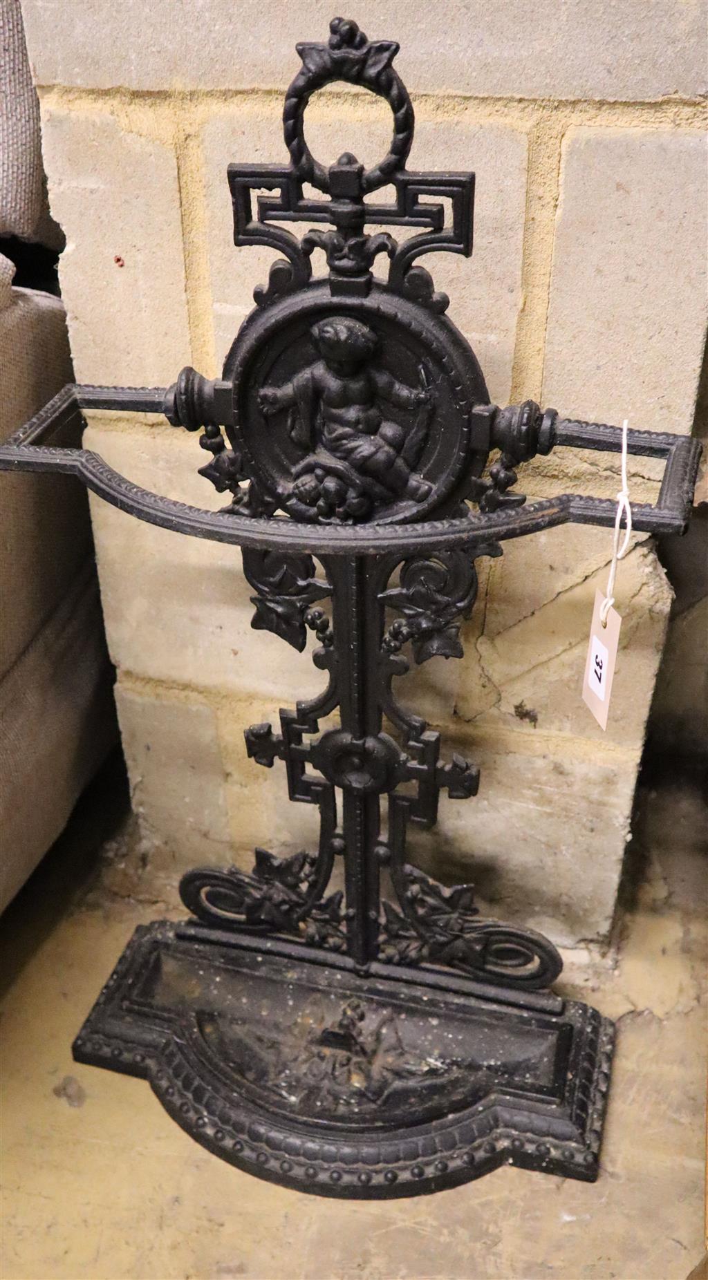 A Victorian cast iron stick and umbrella stand, height 70cm